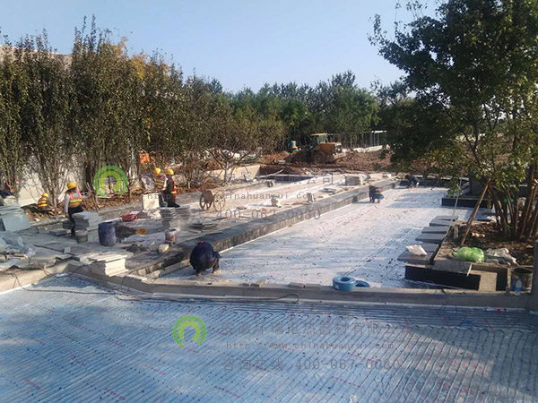 北京萬(wàn)科金域緹香售樓處露天景觀(guān)池發(fā)熱電纜防凍